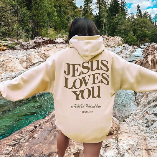 Jesus Loves You Oversized Graphic Hoodie